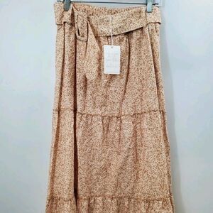 Show Me Your Mumu Miley Midi Skirt floral belted w/ pockets womens medium NEW